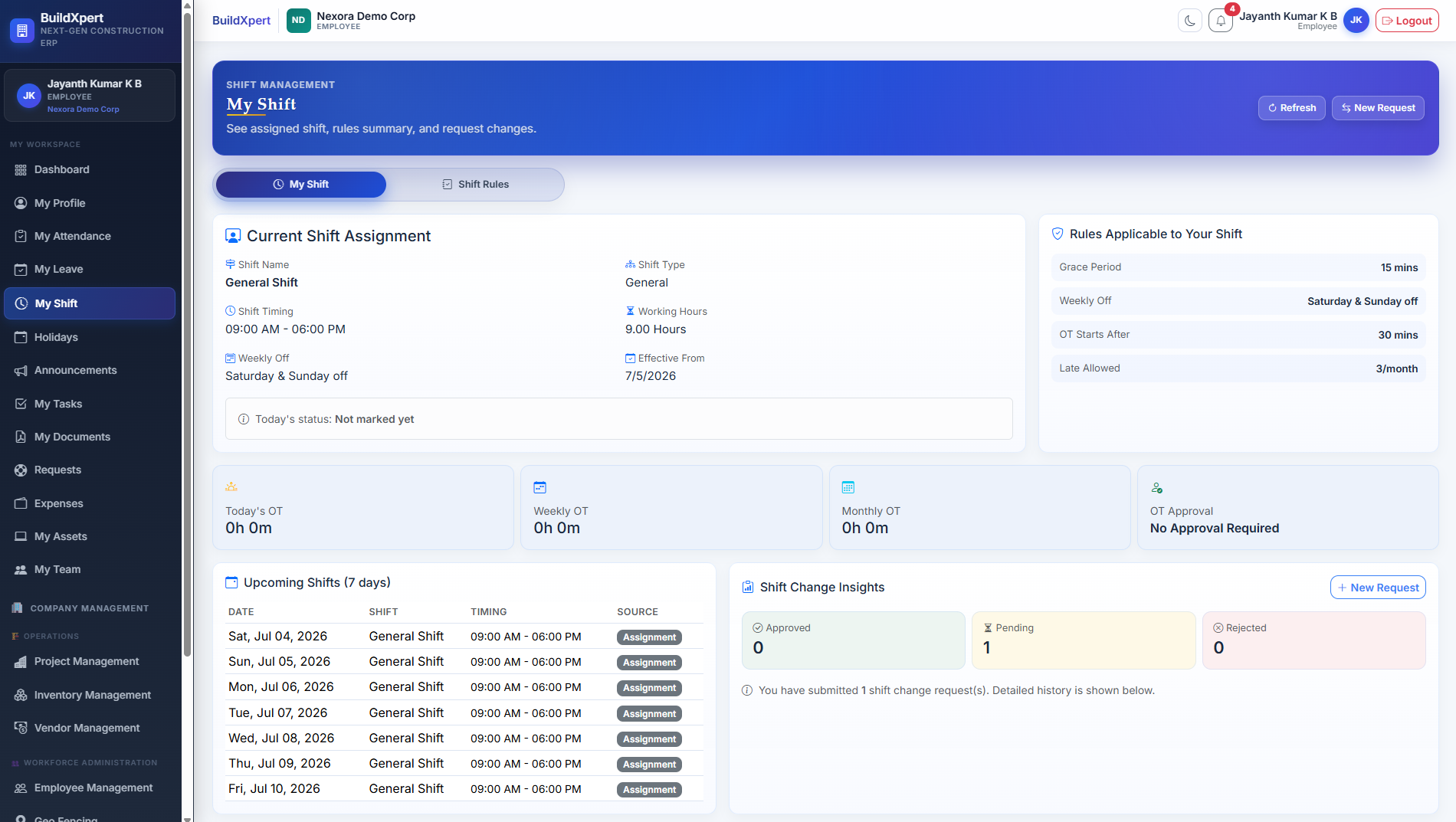 Dynamic Shift Management & Rostering Rules
