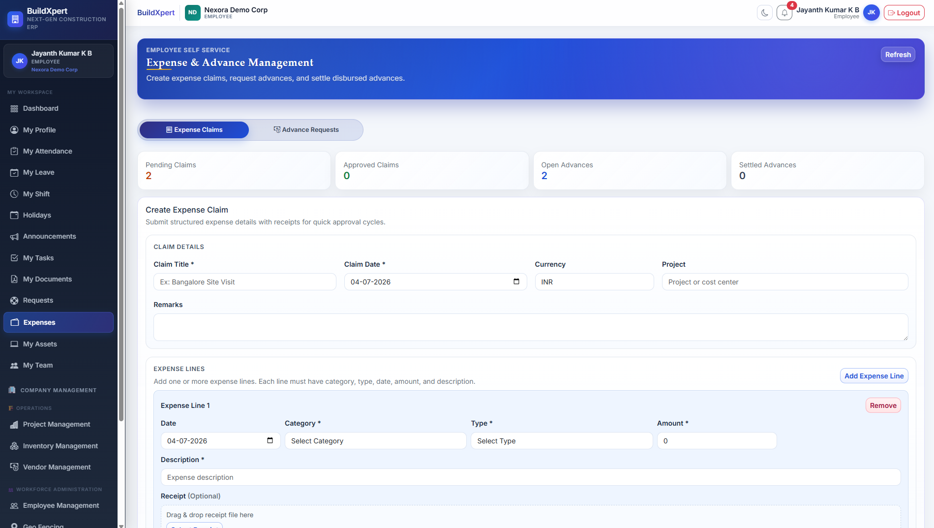 Seamless Expense Claims & Advance Requests