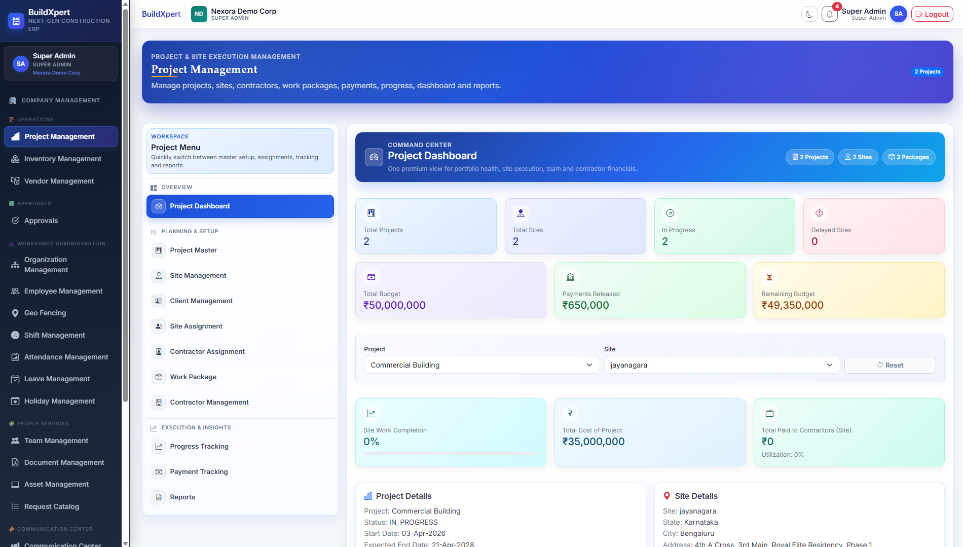 Real-Time Project Management & Construction Site Dashboard