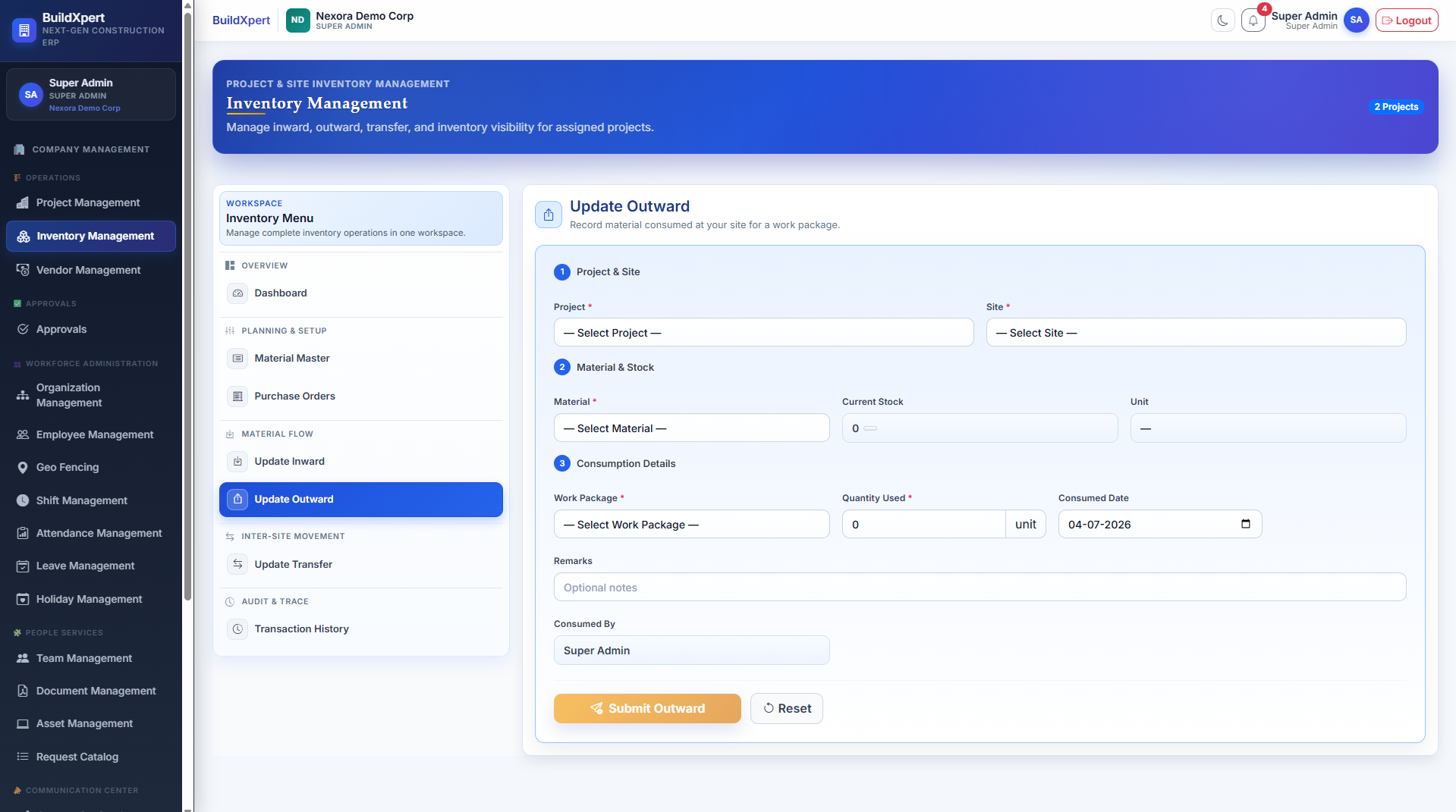 Outward Stock Dispatch & Material Movement Tracker