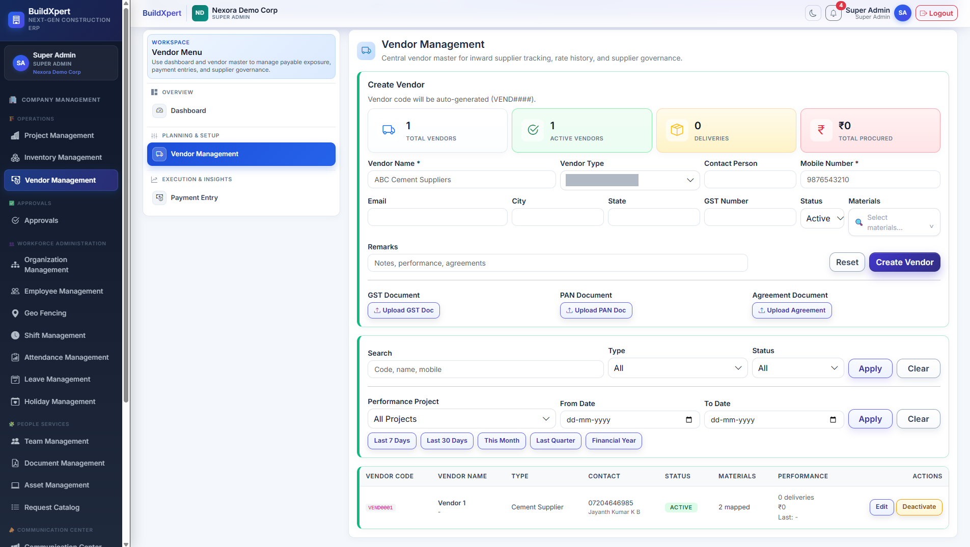 Enterprise Vendor Directory & Procurement Page
